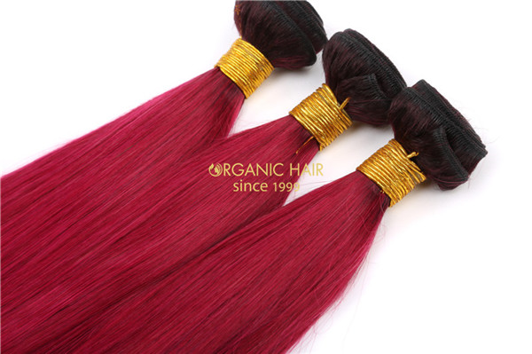 Cheap burg color straight human hair extensions